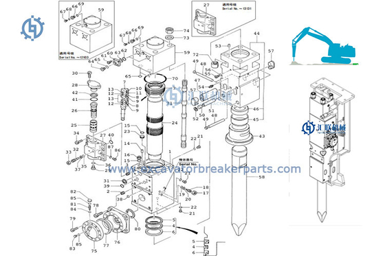 Cylindre de piston de percussion de marteau de Furukawa Hydraulic Breaker Parts HB15G HB20G HB30G