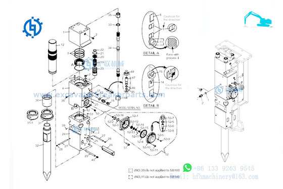 Kit de réparation hydraulique de marteau de pièces de briseur de SB70 SB81 SB85 SB100 SB121 SB130 Soosan